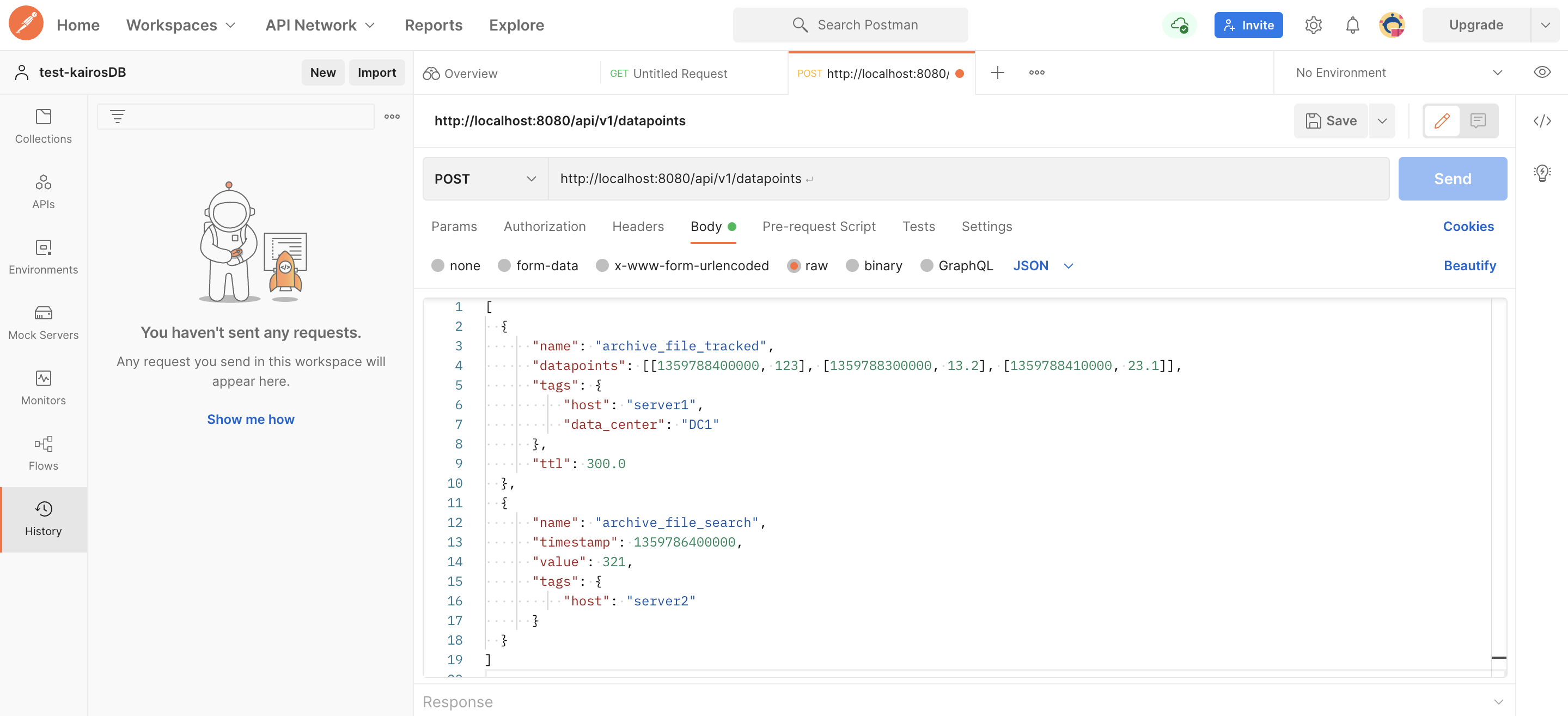 KairosDB POST request KairosDB POST request